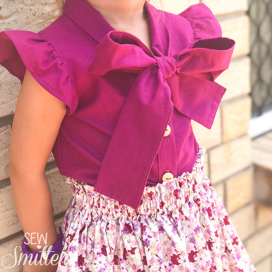 Fuchsia Neck Tie Blouse