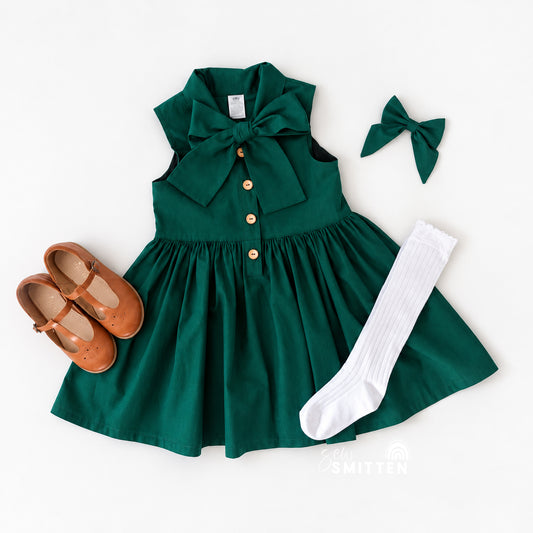 Emerald Sleeveless Neck Tie Dress
