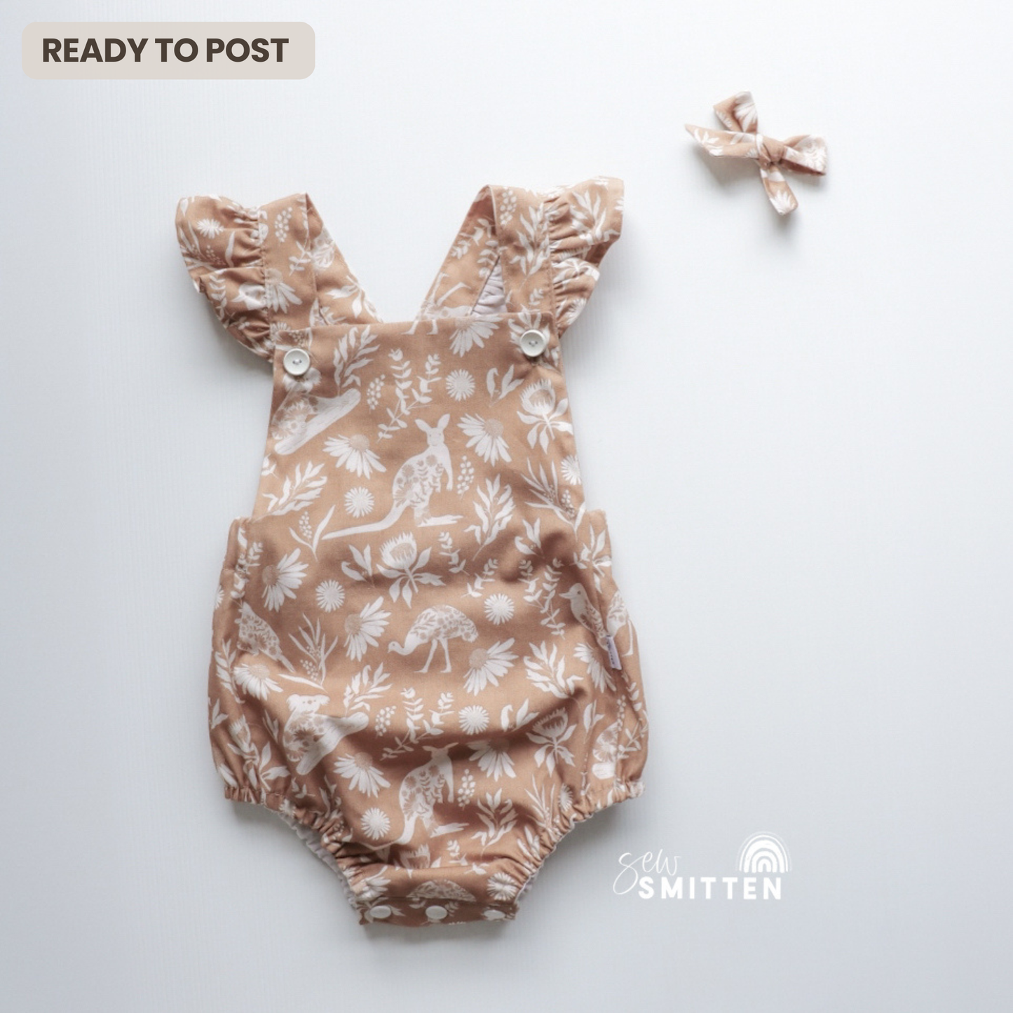 OOAK Buttercup Romper and Bow - Ready to Post (Size 1)