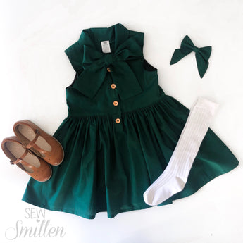 Emerald Sleeveless Neck Tie Dress